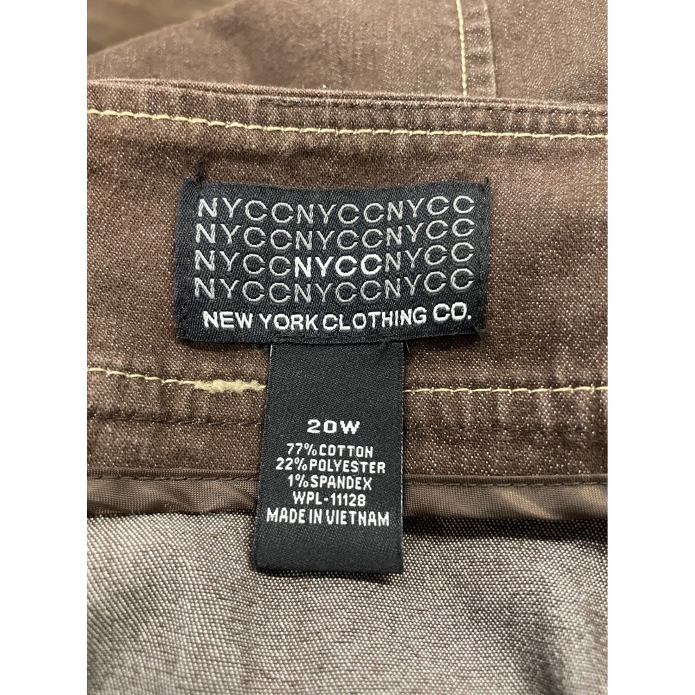 New York Clothing Co Brown Denim A-Line Midi Skirt Plus Size 20W Paneled Flare - Picture 3 of 5